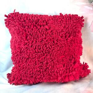 MM Studio Red Allover Fringe 17 x 17 Decorative Pillowcase - Pillowcase Only